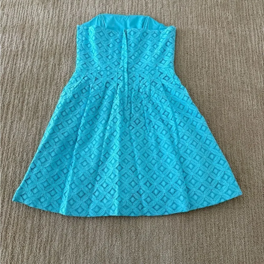 Lilly Pulitzer Blue Strapless Fit and Flare Dress - Picture 5 of 6